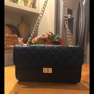 Black quilted evening handbag new condition